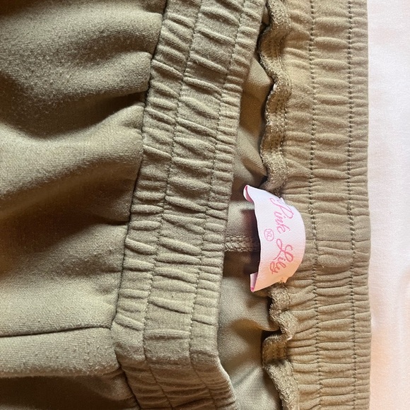 Let's Just Stay Olive Knit Wide Leg Pants Pink Lily - Picture 2 of 4